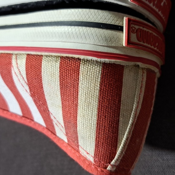 Underground Red White Striped Cherry Canvas Slip On Sneakers NWOT- UK 6 US 10 - Picture 14 of 16